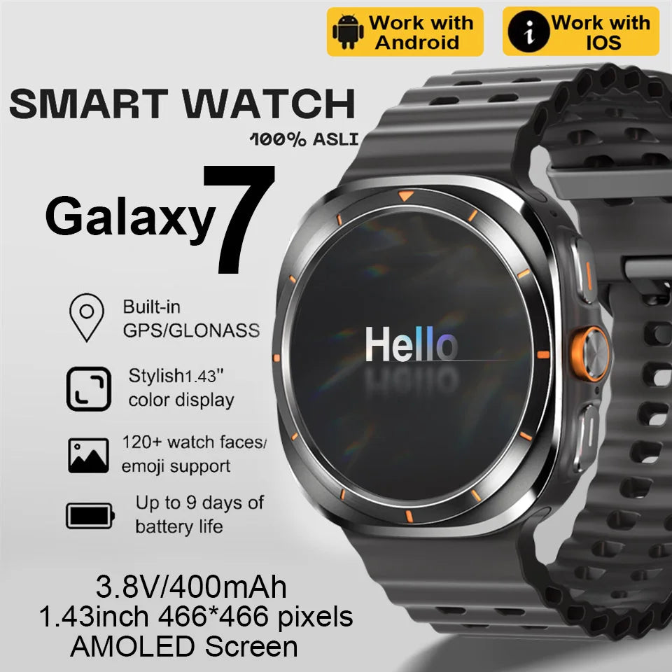 Reloj inteligente deportivo para hombre, pulsera con GPS, NFC, brújula, AMOLED 466x466, para Samsung Galaxy 7 Ultra, 6