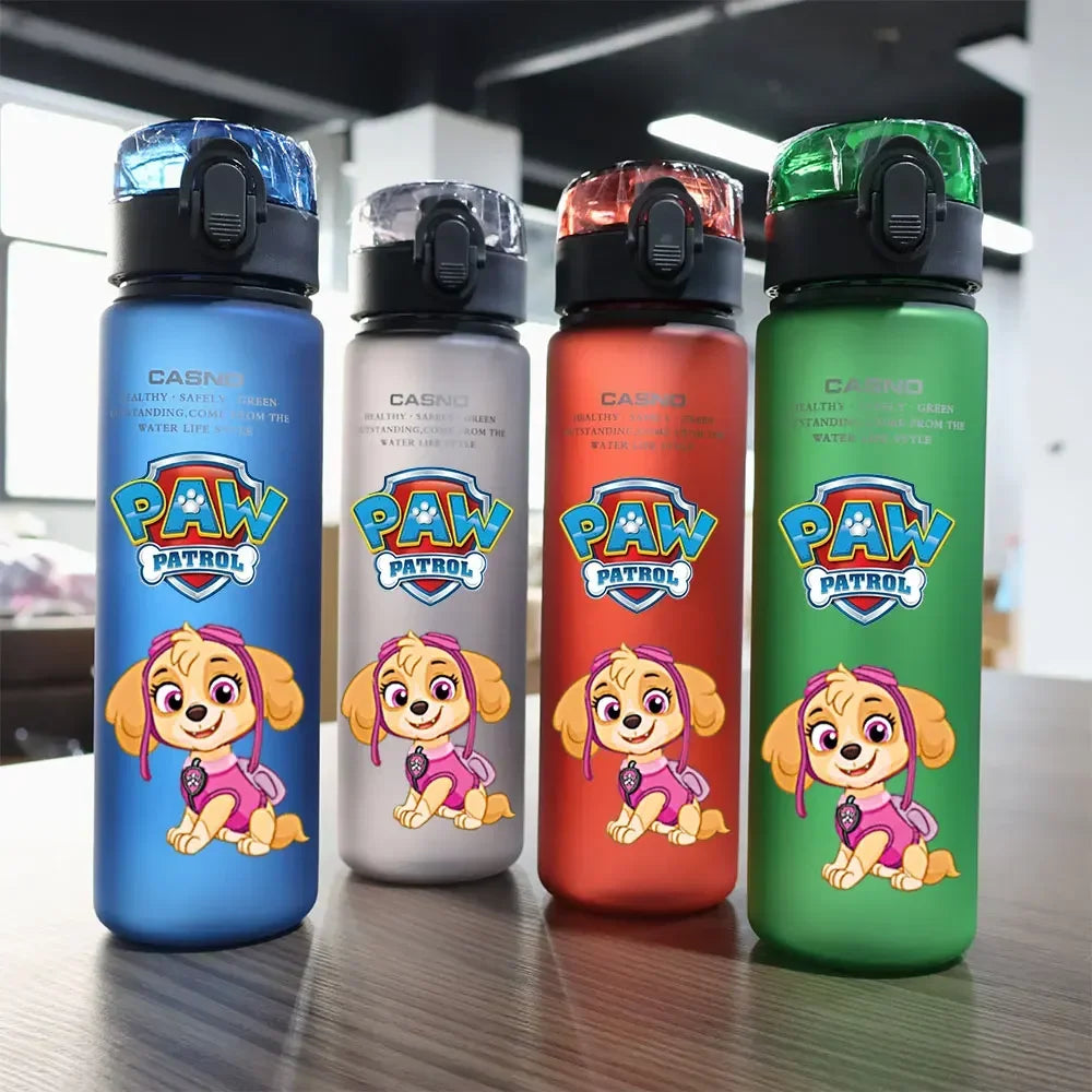 PAW Patrol-botella de agua grande de plástico para niños, vaso de plástico portátil para exteriores, Chase Marshall, regalo deportivo para estudiantes, 560ML