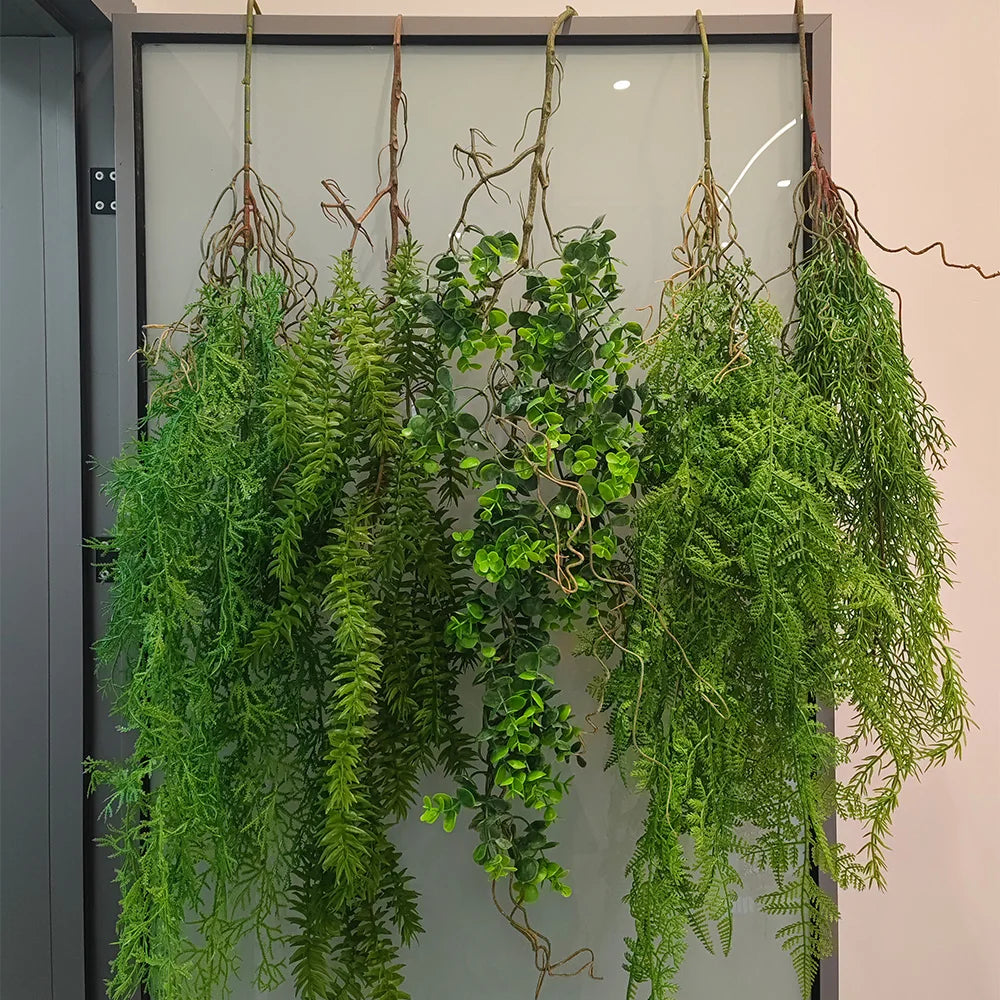 Artificial Hanging Green Plant Rattan Green Grass Plants Fake Vine Ivy Hanging Plant for Home Garden Wedding Wall Decoration