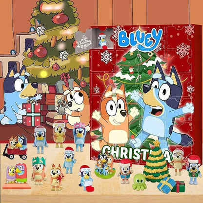 Anime Bluey Blind box Feliz Navidad Calendario de Adviento juguete de dibujos animados linda figura de Adviento juguetes para niños cuenta atrás de navidad regalo de Navidad