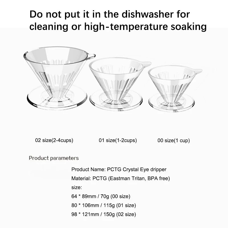 TIMEMORE PCTG Crystal Eye dripper coffee dripper pour over coffee maker Conical coffee filter cup hand drip reusable filters