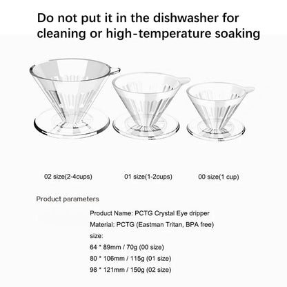 TIMEMORE PCTG Crystal Eye dripper coffee dripper pour over coffee maker Conical coffee filter cup hand drip reusable filters