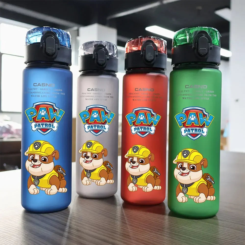 PAW Patrol-botella de agua grande de plástico para niños, vaso de plástico portátil para exteriores, Chase Marshall, regalo deportivo para estudiantes, 560ML