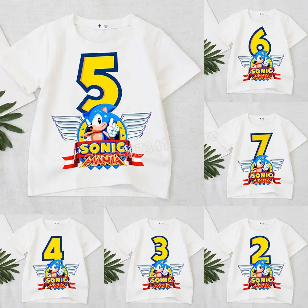 Sonics T Shirt Kids Clothes The Hedgehog Children Top Round Neck T-shirt Cartoon Figure Digital 1-10 Fashion Apparel Accessories