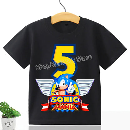 Sonics T Shirt Kids Clothes The Hedgehog Children Top Round Neck T-shirt Cartoon Figure Digital 1-10 Fashion Apparel Accessories