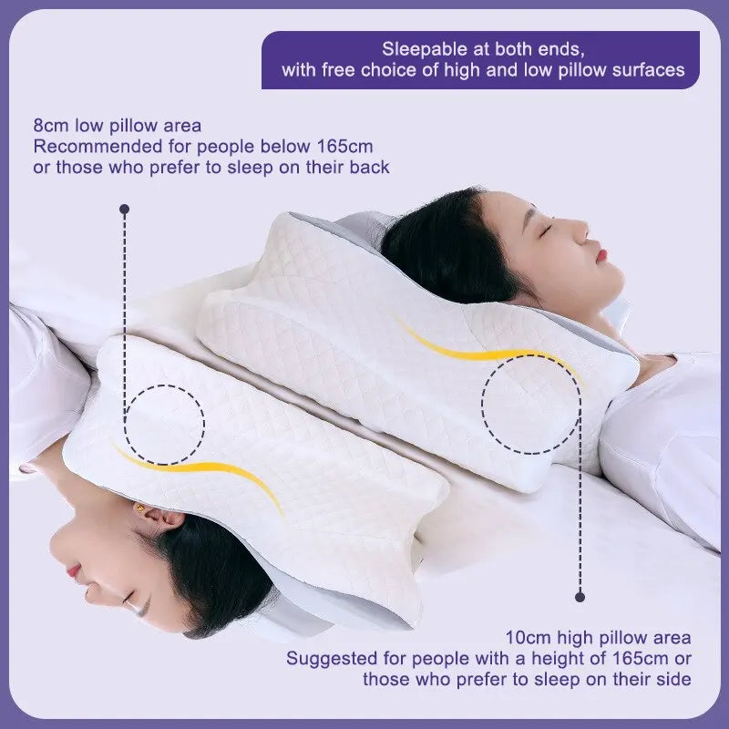 Almohadas de espuma viscoelástica en forma de mariposa, almohada cervical relajante de rebote lento para el cuello, alivio del dolor, almohada ortopédica para dormir