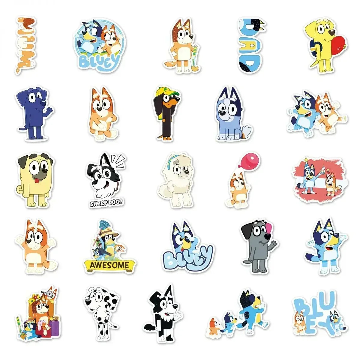 50 Uds Blueys pegatina de dibujos animados Anime Bingo perro azul tatuaje desechable impermeable pegatina azul Bingo pegatina para niños juguete de regalo