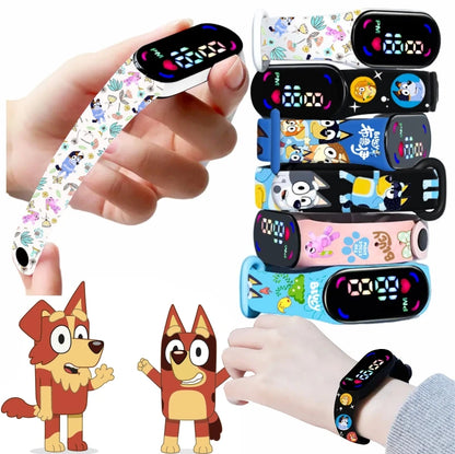 Bluey Bingo Heeler reloj Digital lindo juguete Anime figura niños kawaii dibujos animados LED reloj estudiante reloj niños fiesta de cumpleaños regalos