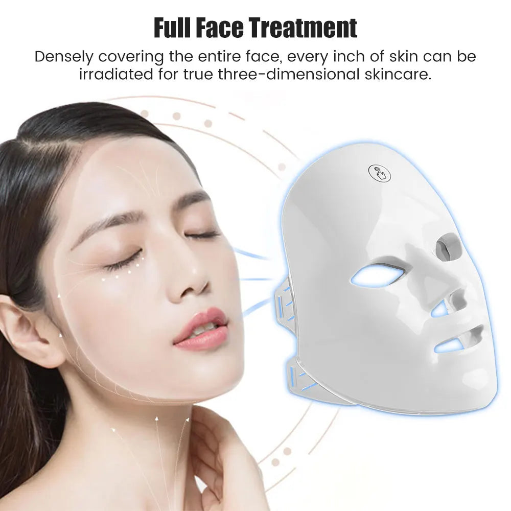 Mascarilla Facial recargable con LED, máscara de belleza con fotos LED, 7 colores, rejuvenecimiento de la piel, Lifting Facial para el hogar, blanqueamiento, dispositivo de belleza