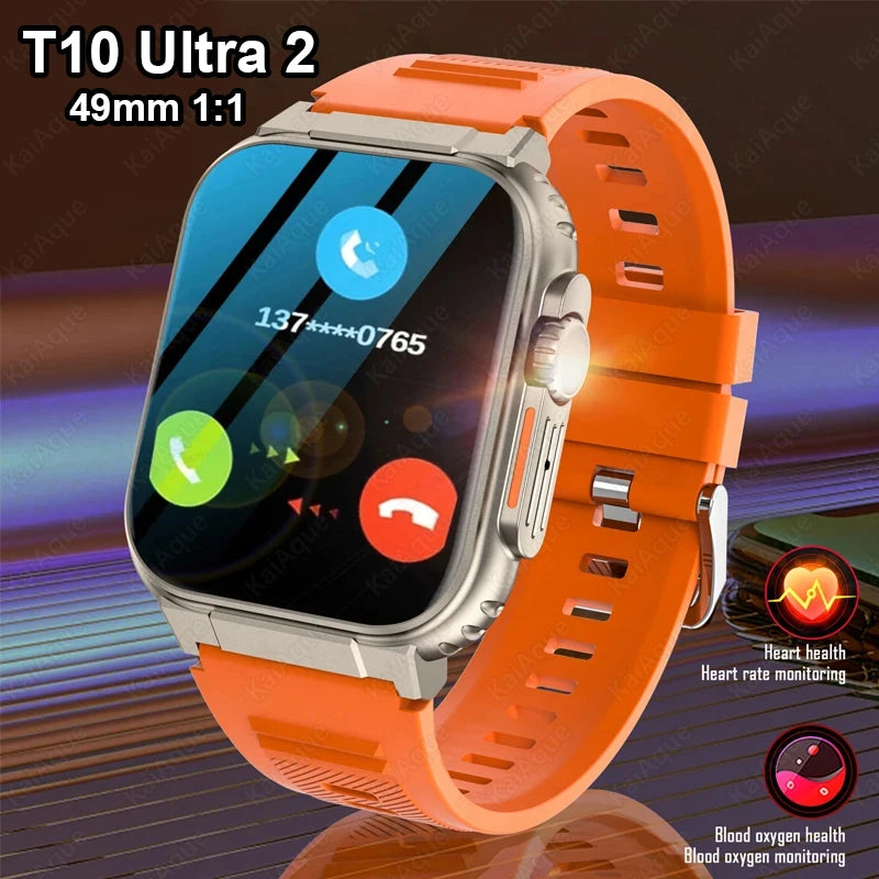 Reloj inteligente T10 Ultra 2 para hombre, accesorio de pulsera resistente al agua con Pantalla AMOLED de 2024 "y NFC, compatible con Apple Watch lwO Ultra 8, de 49mm serie 8, 2,3