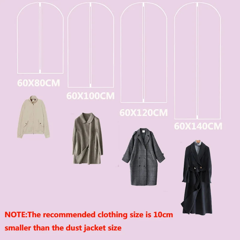 Clothes Hanging Dust Cover Wedding Dress Cover Suit Coat Storage Bag Transparent Fully Enclosed Clothes Cover With Zipper