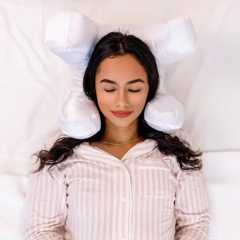 Almohada facial + funda de almohada de satén blanco gratis Sueño de belleza, antiarrugas, envejecimiento, sueño de espalda