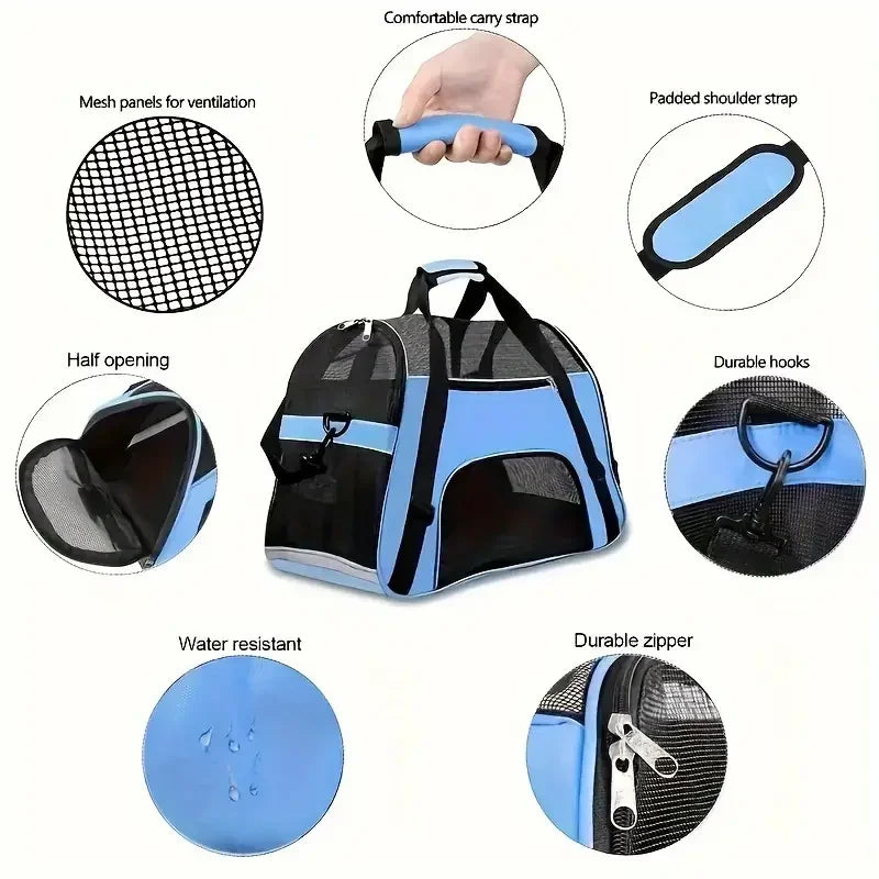 Bolsa de viaje transportadora para mascotas, maleta transpirable para perros pequeños, mochila portátil de malla para gatos, tienda de campaña al aire libre para cachorros