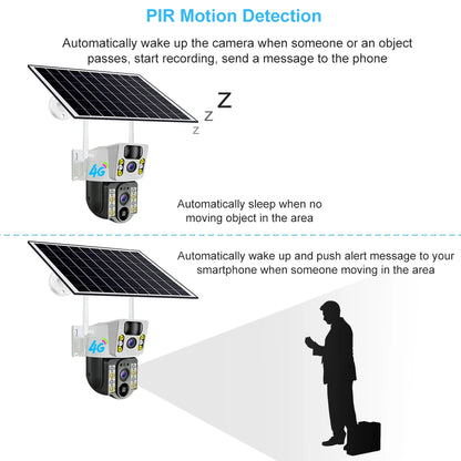 Cámara Solar inalámbrica 4K de 8MP para exteriores, dispositivo con Sim 4G, lente Dual, Wifi, IP, PIR, visión nocturna, V380 Pro, Monitor de protección de seguridad CCTV