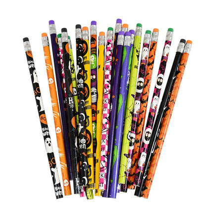 24Pcs Halloween Wooden Pencils Kids Halloween Party Favors Trick or Treat Gifts Pumpkin Ghost Writing Pencil Birthday Stationery