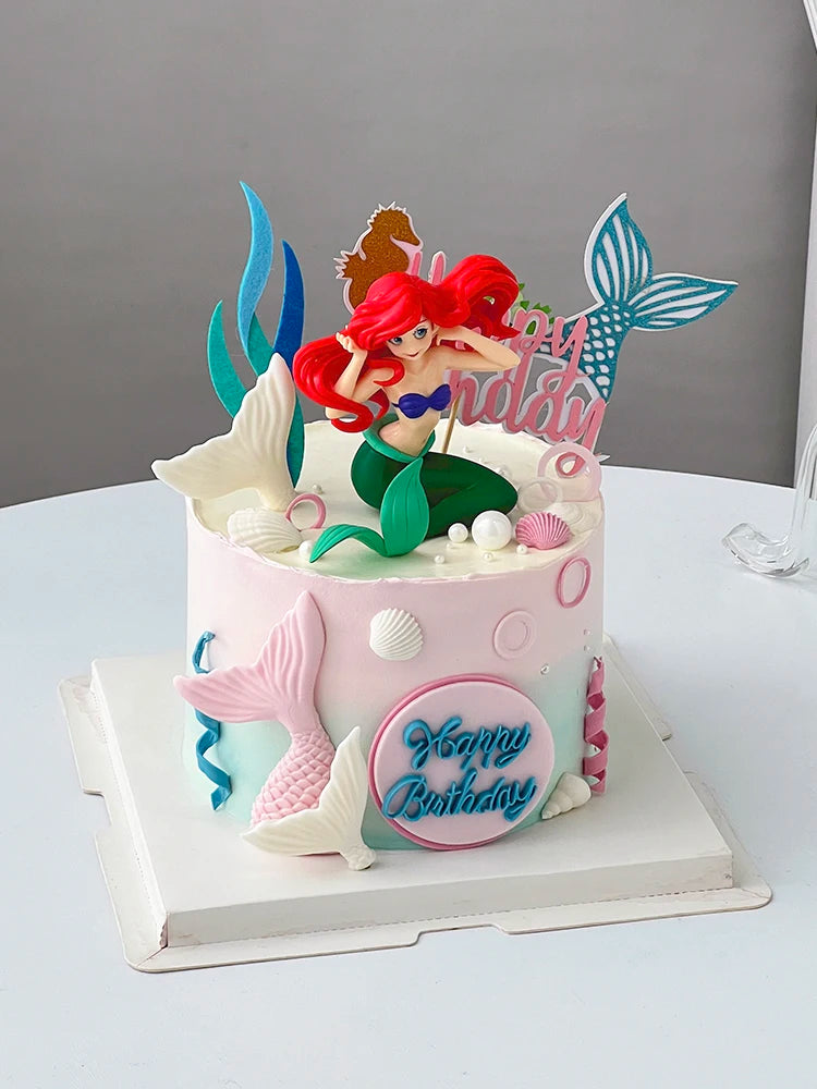 Mermaid Cake Decoration Kawaii Doll Mermaid Birthday Cake Toppers Girls Happy Birthday Party Supplies Creative Dessert Supplie