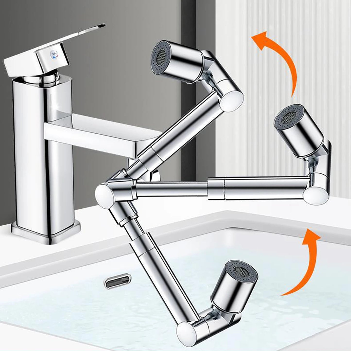 Retractable Universal 1440 °Swivel Robotic Arm Swivel Extension Faucet Aerator Kitchen Sink Faucet Extender 2 Water Flow Mode