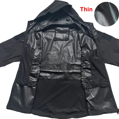 Militar de piel de tiburón Soft Shell Chaquetas Hombres Táctica a prueba de viento chaqueta impermeable hombres Ejército Chaquetas de combate para hombre con capucha Bomber Abrigos