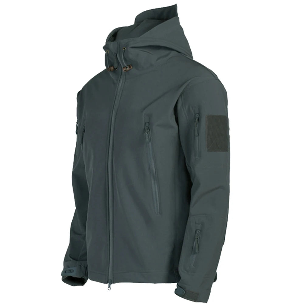 Militar de piel de tiburón Soft Shell Chaquetas Hombres Táctica a prueba de viento chaqueta impermeable hombres Ejército Chaquetas de combate para hombre con capucha Bomber Abrigos