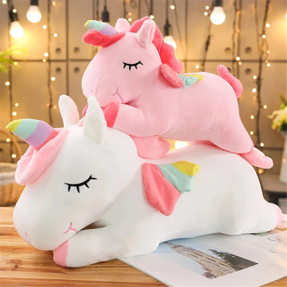 Juguete de peluche de unicornio tumbado Kawaii para niños y niñas, muñeco de peluche suave, caballo Rosa Blanco lindo, regalo de cumpleaños, 25CM, nuevo