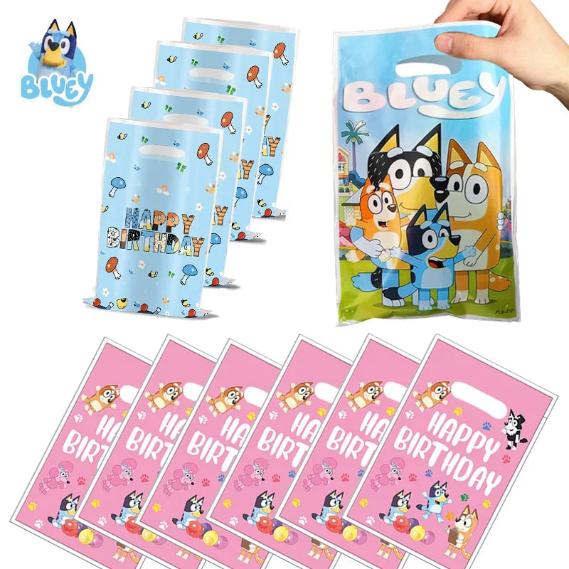 Bluey Bingo-bolsa de regalo desechable para fiesta temática familiar, bolsa de dulces, suministros de decoración y organización de fiestas para niños, nuevo