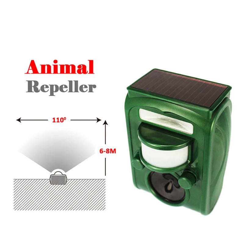 Animal Repeller Solar Powered Outdoor Ultrasonic Repellent New PIR Sensor Garden Pest Mouse Bird Bat Repellent Keep Animals Away