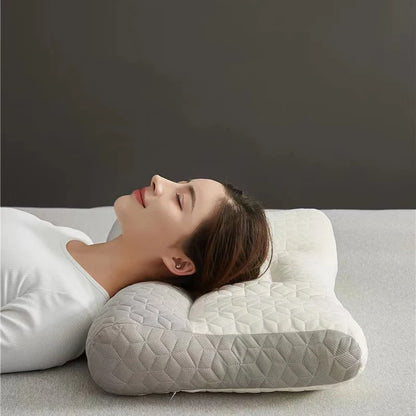 Almohada de látex antitracción para protección de la columna cervical y ayuda para dormir, cojín central de un solo par para el dormitorio del hogar