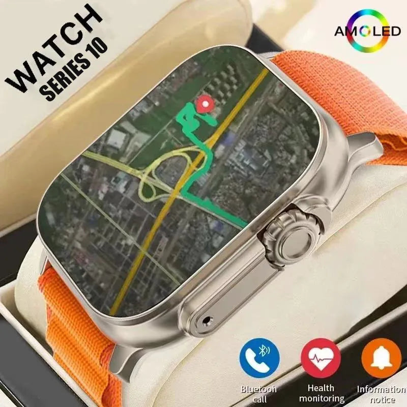 Reloj inteligente Ultra inteligente 10 para hombre y mujer, pulsera con NFC, seguimiento GPS, Bluetooth, llamadas, BT, juegos de música, carga inalámbrica, 49mm, 2024