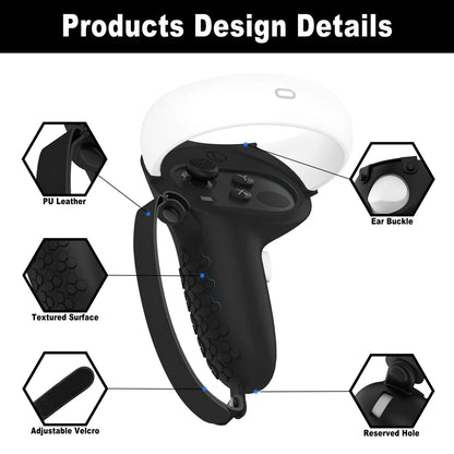 HUNDAI-cubierta protectora para Oculus Quest 2 VR, accesorios de VR, controlador táctil, cubierta de silicona, agarre de mango de piel con nudillo