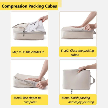 4 Set Packing Cubes for Travel Compression Packing Cube Set Ultralight Compression Packing Cubes Packing Organizer