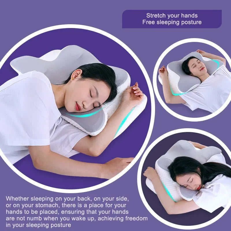 Almohadas de espuma viscoelástica en forma de mariposa, almohada cervical relajante de rebote lento para el cuello, alivio del dolor, almohada ortopédica para dormir