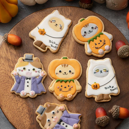 Cortador de galletas para fiesta de Halloween, 3 piezas, esqueleto de plástico 3D, sello en relieve, molde para galletas, Fondant, decoración de pasteles de dibujos animados