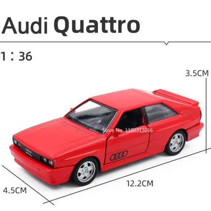 Audi Quattro 1980-modelos de coches de aleación, vehículos fundidos a presión, puertas abiertas, coche deportivo para adultos, regalos de colección, 1:36