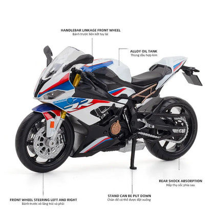 Modelo de coche de aleación S1000RR técnico a escala 1:12, vehículo todoterreno fundido a presión, juguetes para niños, regalo de cumpleaños, colección de coches