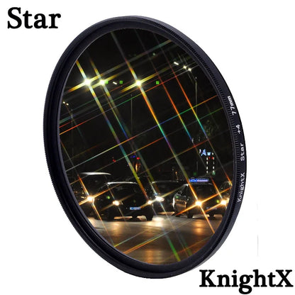 KnightX Filtro de estrella de efectos, línea de 52mm, 55mm, 58mm, 67mm, 77mm, filtro de lente de cámara para Canon, Eos, Sony, Nikon, fotografía fotográfica