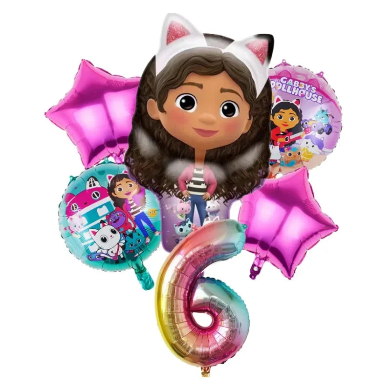 Gabby DollHouse Metallic Balloons Cartoon Girls Birthday Party Decoration Supplies Baby Shower Globos