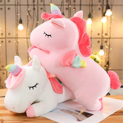 Juguete de peluche de unicornio tumbado Kawaii para niños y niñas, muñeco de peluche suave, caballo Rosa Blanco lindo, regalo de cumpleaños, 25CM, nuevo