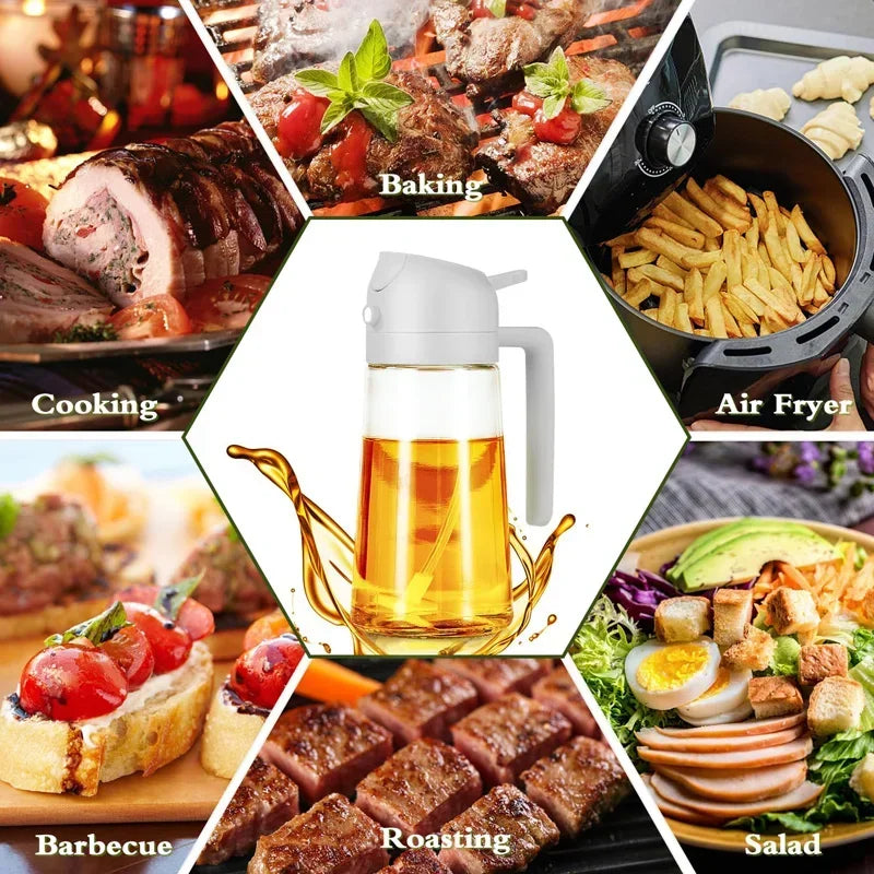 Plastic 2 in 1 Kitchen Oil Spray Bottle Olive Acid Sprayer oil mouth for Cooking BBQ Baking Oil Dispenser Accessories