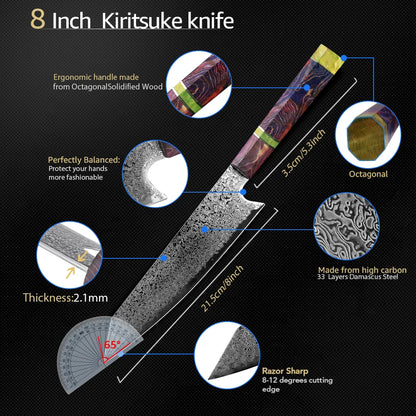 Damascus Knife 8 inch Kitchen Knife Japanese Style VG10 67 Layers Stainless Steel Knives Ergonomic Handle