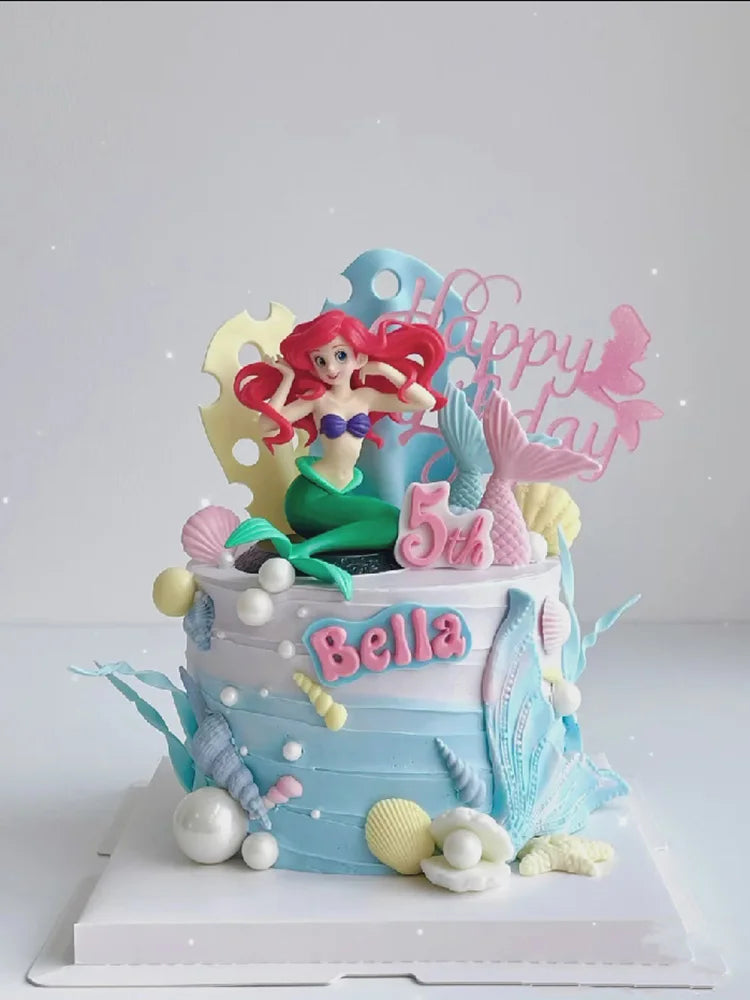 Mermaid Cake Decoration Kawaii Doll Mermaid Birthday Cake Toppers Girls Happy Birthday Party Supplies Creative Dessert Supplie