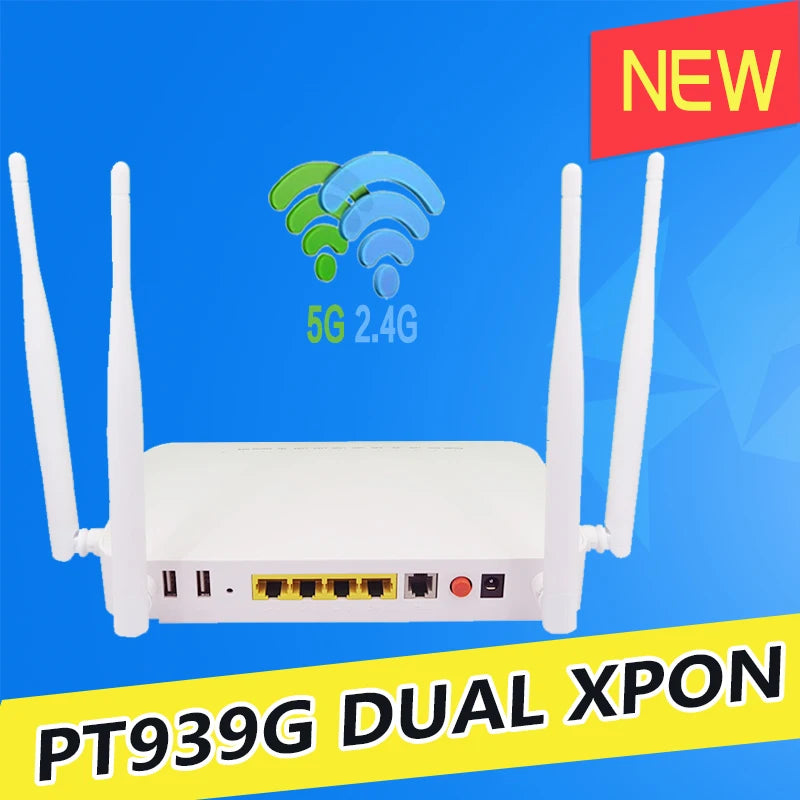 XPON ONU GE-enrutador de fibra óptica, enrutador con 2USB, teléfono HGU, WIFI 100% G y 5G, banda Dual ONT EPON/GPON, versión en inglés, PT939G, 2,4 original, nuevo