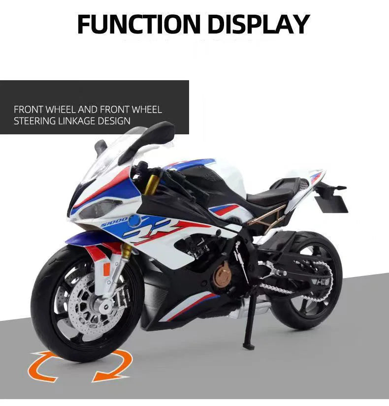 Modelo de coche de aleación S1000RR técnico a escala 1:12, vehículo todoterreno fundido a presión, juguetes para niños, regalo de cumpleaños, colección de coches