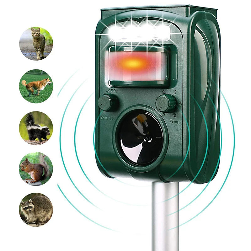 Animal Repeller Solar Powered Outdoor Ultrasonic Repellent New PIR Sensor Garden Pest Mouse Bird Bat Repellent Keep Animals Away