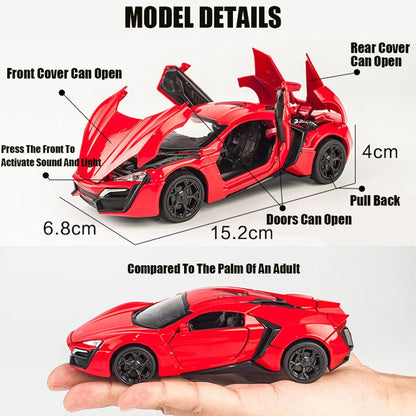 Modelo de coche deportivo Lyken Hyper Fast, vehículo de juguete fundido a presión, coches furiosos, juguetes de decoración para niños, 1:32