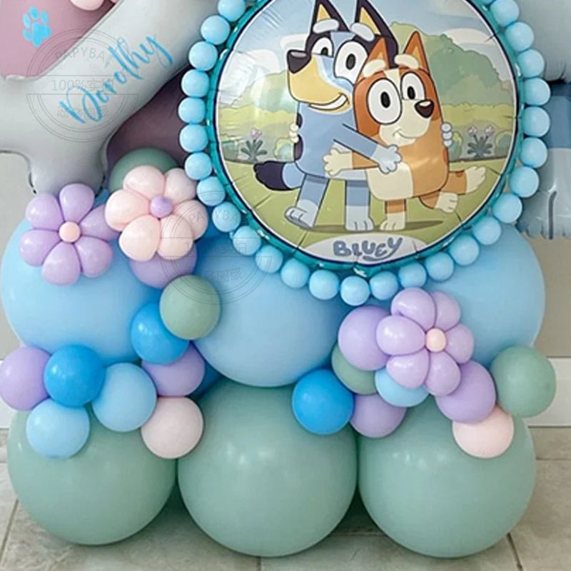 53 Uds. Globo de película de aluminio Bluey de animación de dibujos animados, globos con números rosas de 40 pulgadas, tema de dibujos animados, decoración para fiesta de cumpleaños, Baby Shower