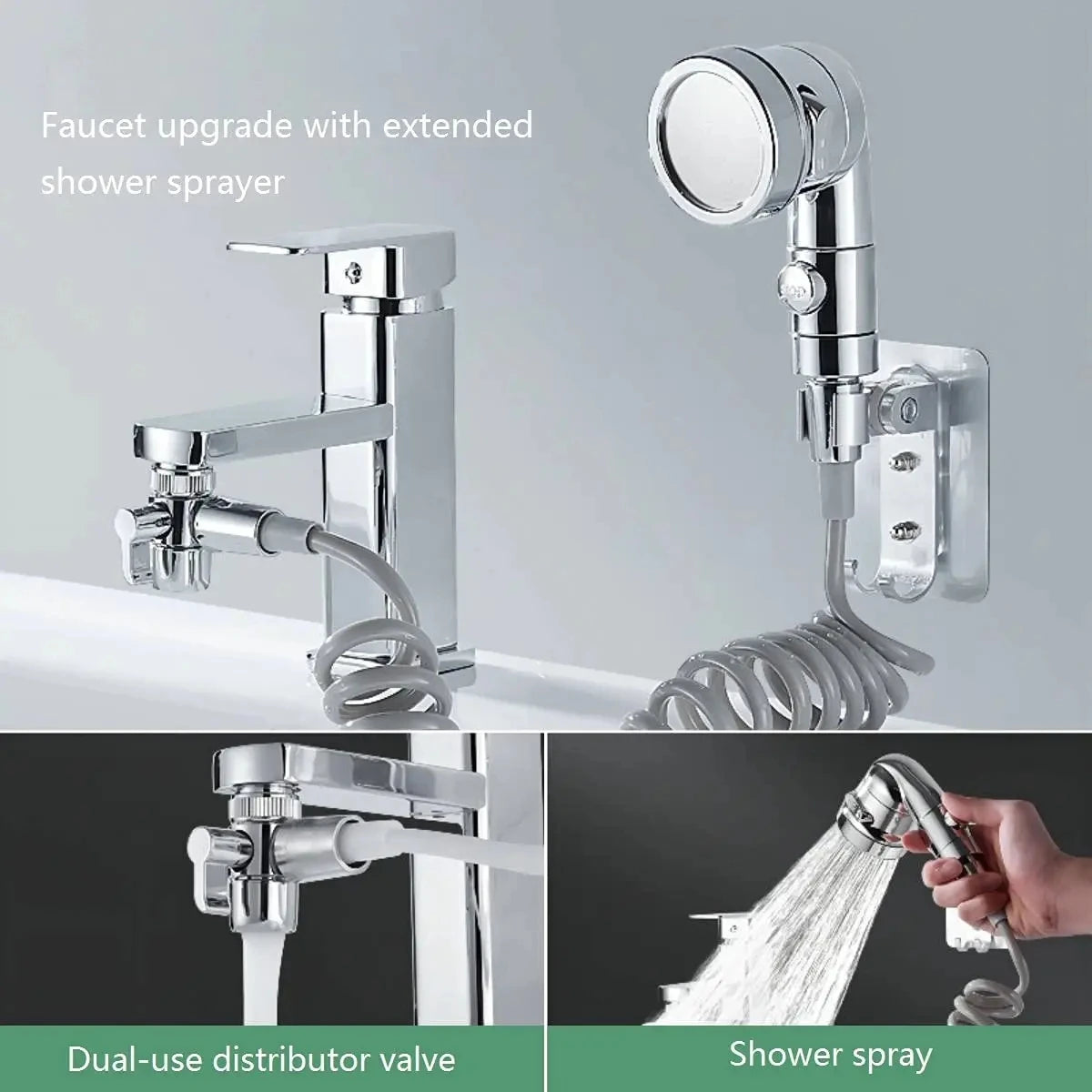 New Handheld Faucet Diverter Valve Shower Head For Home Bathroom Kitchen Faucet Adapter Set Adjustable Diverter Valve Faucet