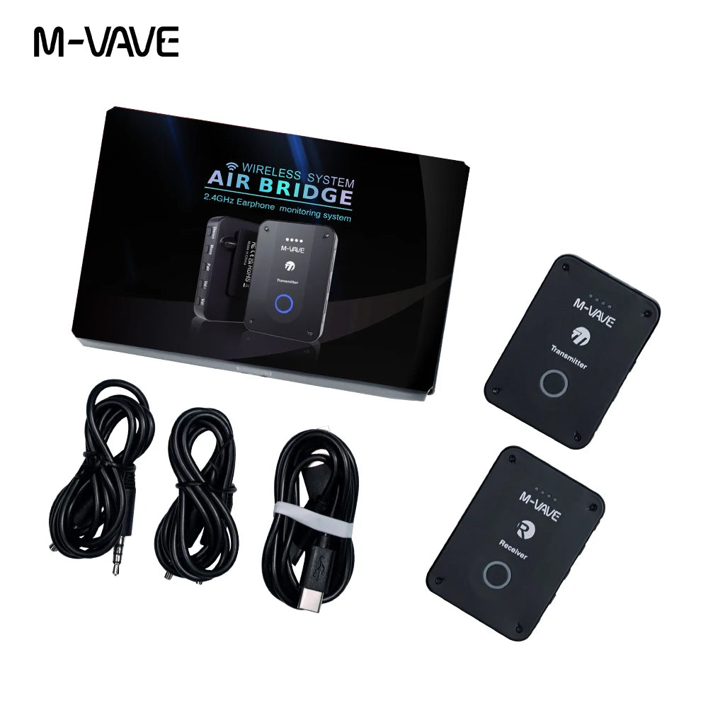 Sistema de Monitoreo de auriculares inalámbrico M-VAVE, transmisor receptor recargable, estéreo, Mono y función de silencio, 2,4 GHz