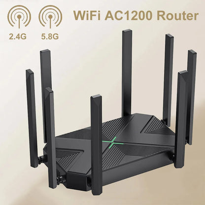 Enrutador WIFI AC1200, amplificador de señal Gigabit inalámbrico de 2,4G y 5GHz, antenas de alta ganancia de 8 x 5dBi, repetidor de red, extensor de Wi-Fi