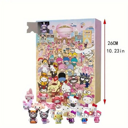 Miniso Sanrio-Calendario de Adviento de Navidad para niños, modelos de figuras de Anime, Juguetes sorpresa de Adviento, regalo de Navidad, 2024