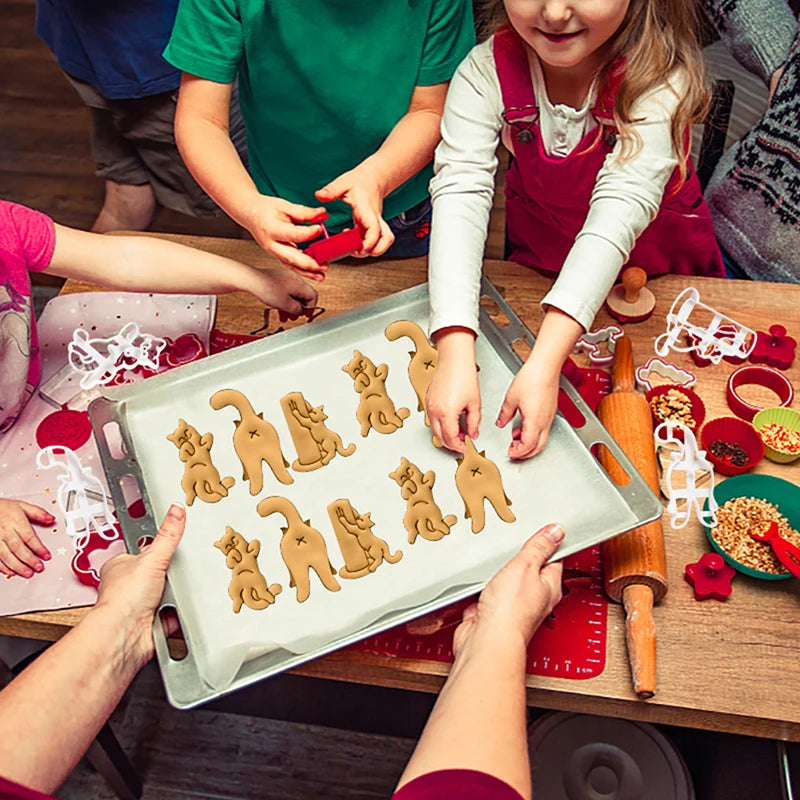 Cortadores de galletas de gato con forma de culo de gatito, molde de galletas DIY, sello para hornear